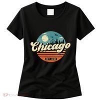 Chicago Illinois Retro Skyline Night Il Souvenirs Women's T-Shirt thumb 0