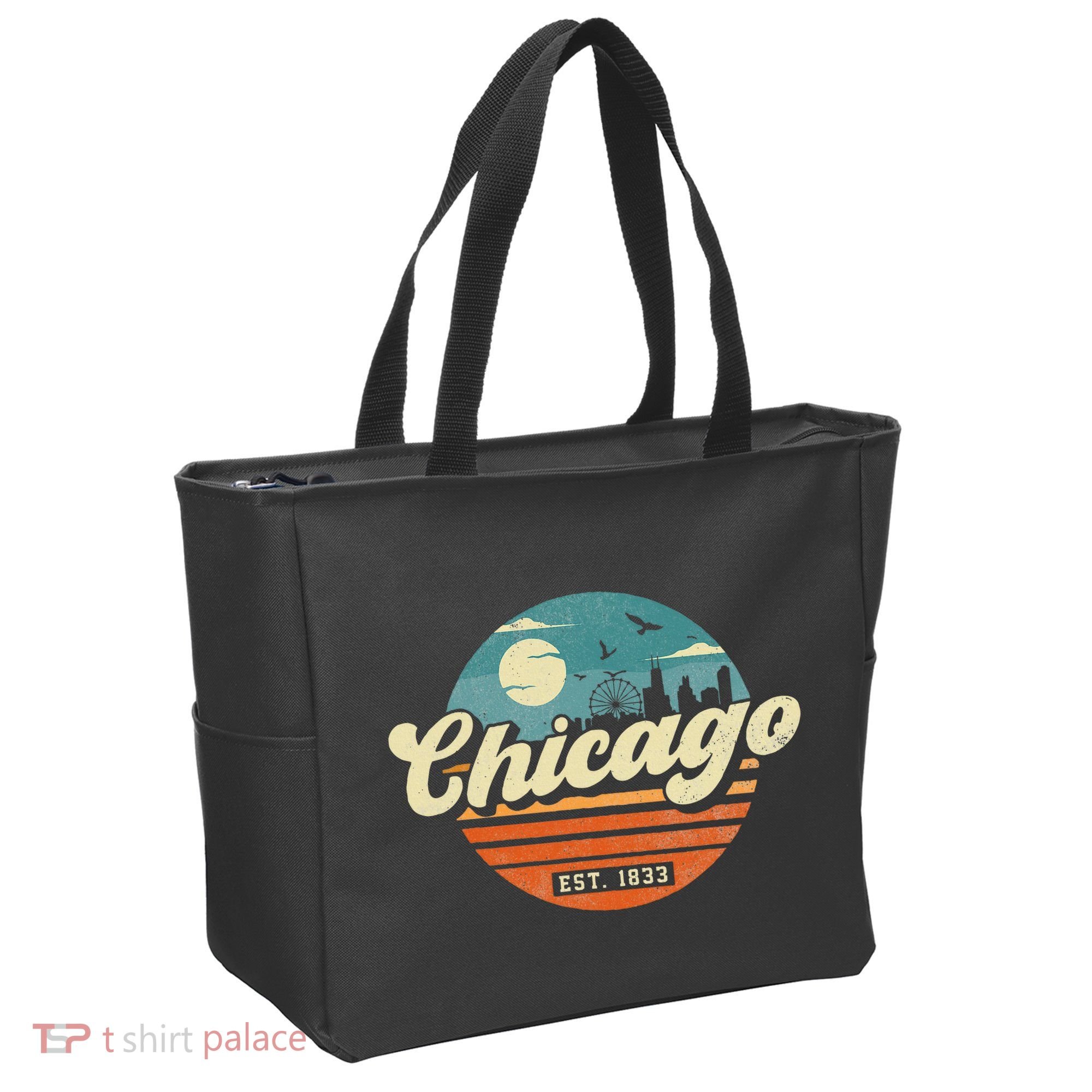 Chicago Illinois Retro Skyline Night Il Souvenirs Tote Bag