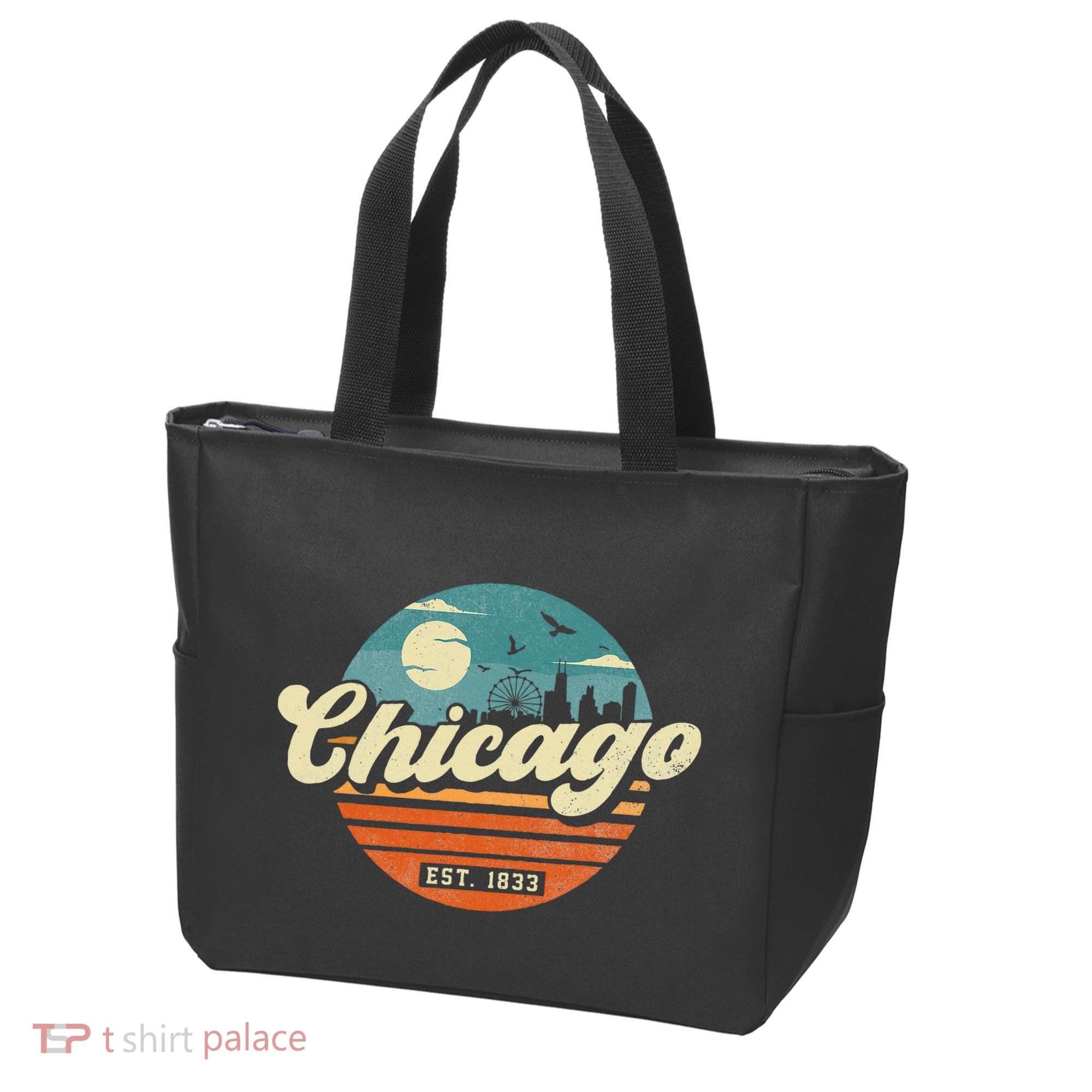 Chicago Illinois Retro Skyline Night Il Souvenirs Tote Bag