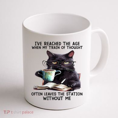 Cat Ive Reached The Age When My Train Of Thought Coffee Mug back