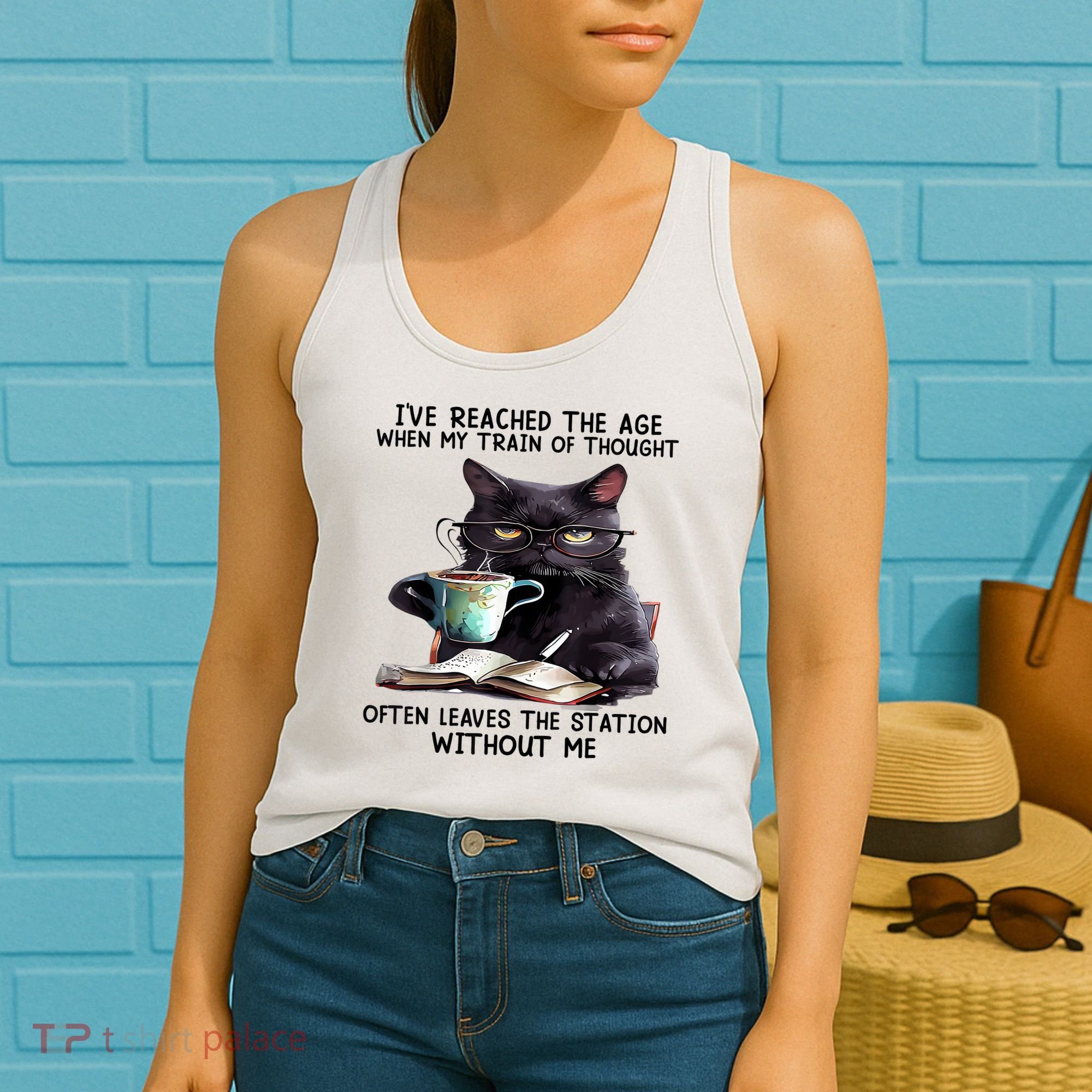 Cat Ive Reached The Age When My Train Of Thought Women's Tank Top