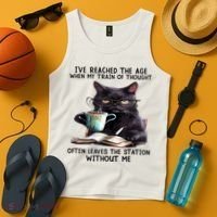 Cat Ive Reached The Age When My Train Of Thought Tank Top thumb 4