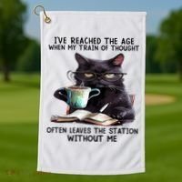 Cat Ive Reached The Age When My Train Of Thought Golf Towel thumb 1