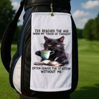 Cat Ive Reached The Age When My Train Of Thought Golf Towel thumb 2