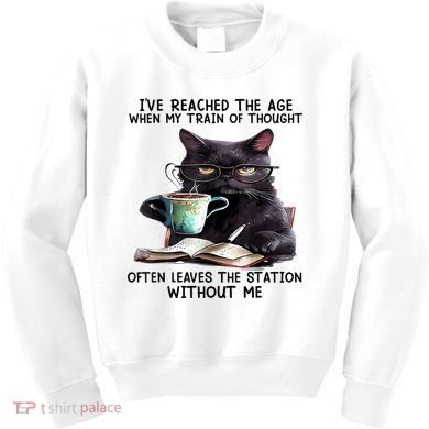 Cat Ive Reached The Age When My Train Of Thought Kids Sweatshirt