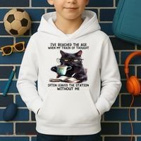 Cat Ive Reached The Age When My Train Of Thought Kids Hoodie thumb 2