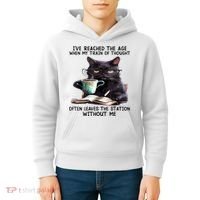Cat Ive Reached The Age When My Train Of Thought Kids Hoodie thumb 4