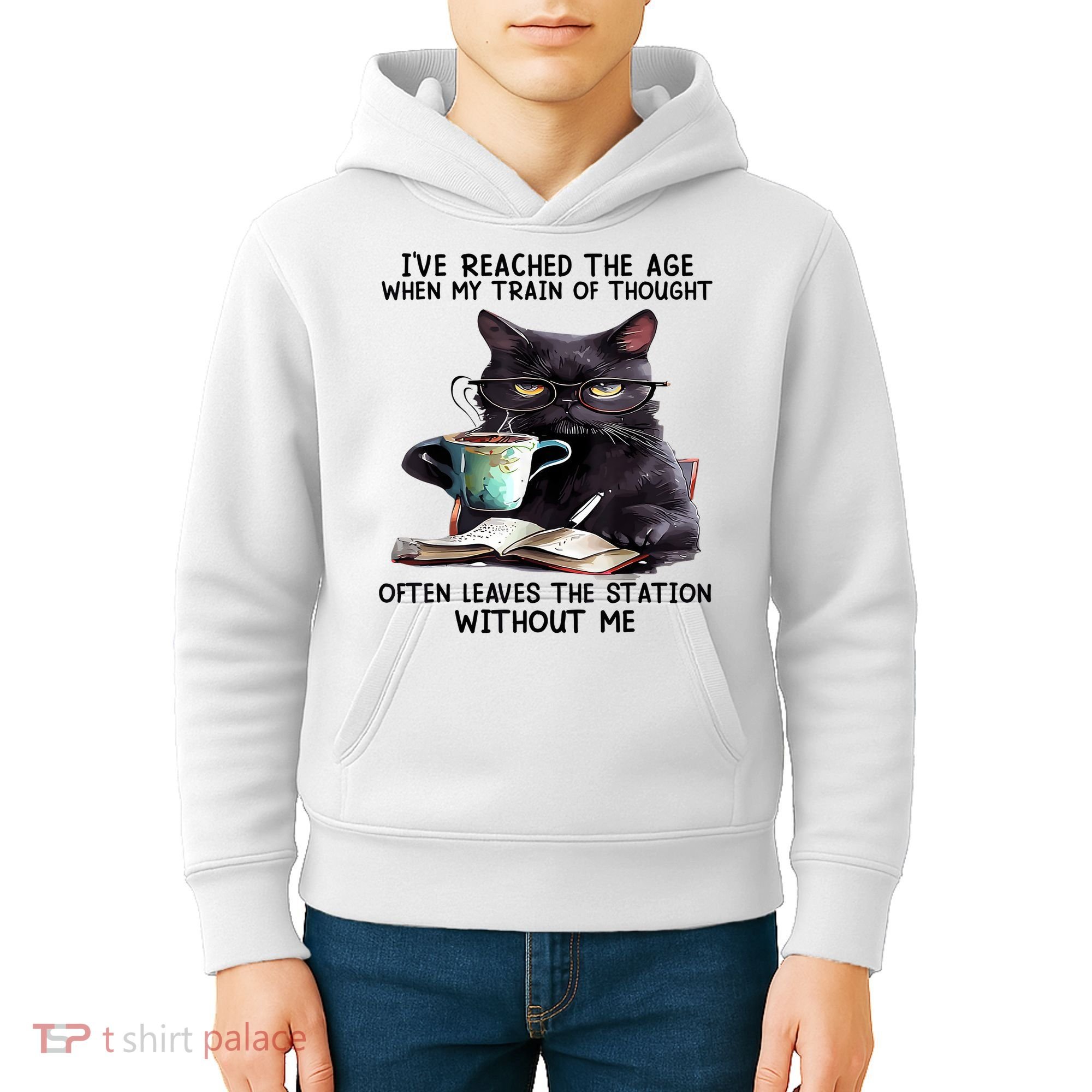 Cat Ive Reached The Age When My Train Of Thought Kids Hoodie