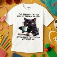 Cat Ive Reached The Age When My Train Of Thought Kids T-Shirt thumb 3