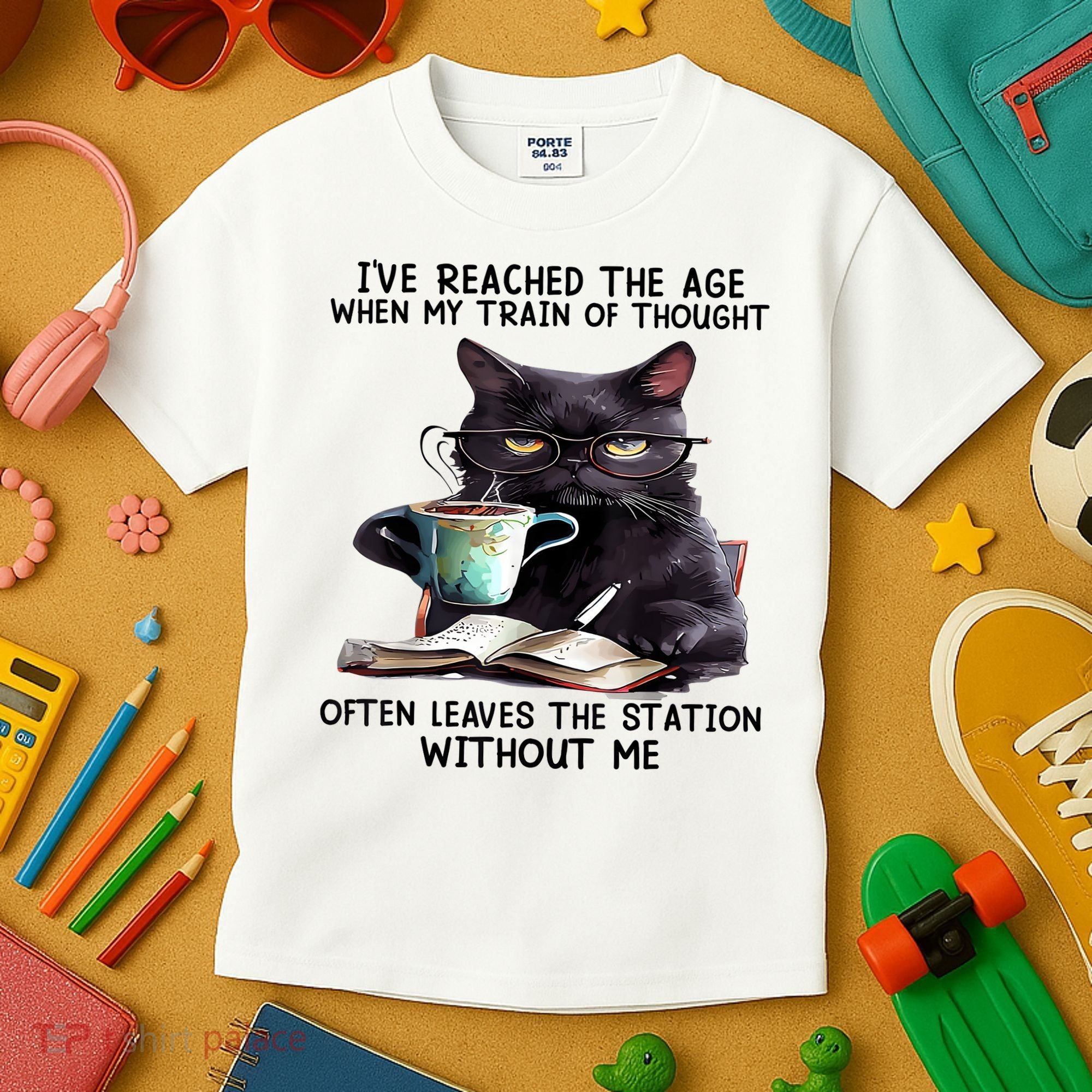 Cat Ive Reached The Age When My Train Of Thought Kids T-Shirt