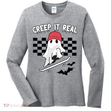 Creek It Real Funny Ghost Halloween Women's Long Sleeve Shirt