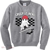 Creek It Real Funny Ghost Halloween Kids Sweatshirt thumb 0