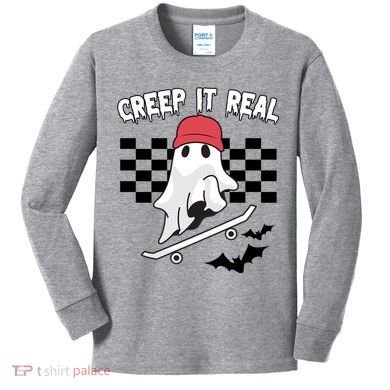 Creek It Real Funny Ghost Halloween Kids Long Sleeve Shirt