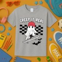 Creek It Real Funny Ghost Halloween Kids T-Shirt thumb 3