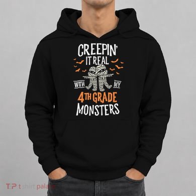 Creepin It Real With My 4th Grade Monsters Halloween Teacher Hoodie