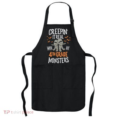 Creepin It Real With My 4th Grade Monsters Halloween Teacher Apron