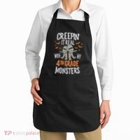 Creepin It Real With My 4th Grade Monsters Halloween Teacher Apron thumb 2