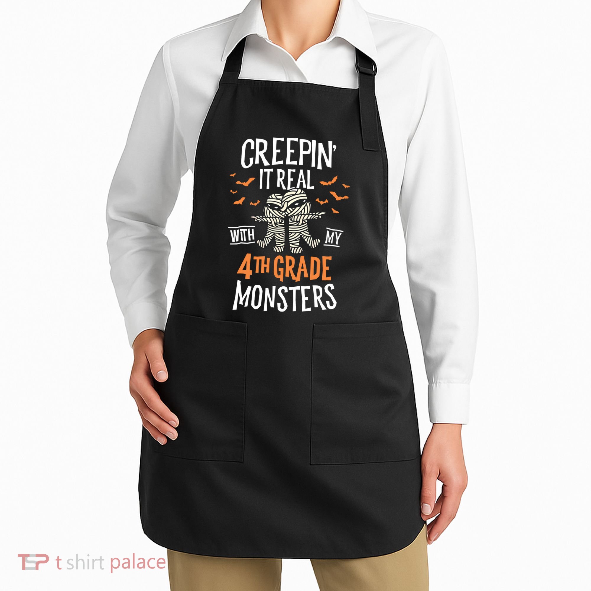 Creepin It Real With My 4th Grade Monsters Halloween Teacher Apron