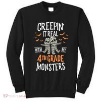 Creepin It Real With My 4th Grade Monsters Halloween Teacher Sweatshirt thumb 0