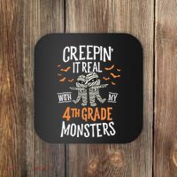 Creepin It Real With My 4th Grade Monsters Halloween Teacher Coaster thumb 0