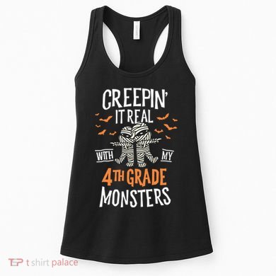 Creepin It Real With My 4th Grade Monsters Halloween Teacher Women's Tank Top