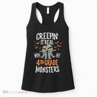 Creepin It Real With My 4th Grade Monsters Halloween Teacher Women's Tank Top thumb 0