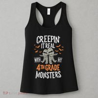 Creepin It Real With My 4th Grade Monsters Halloween Teacher Women's Tank Top thumb 3