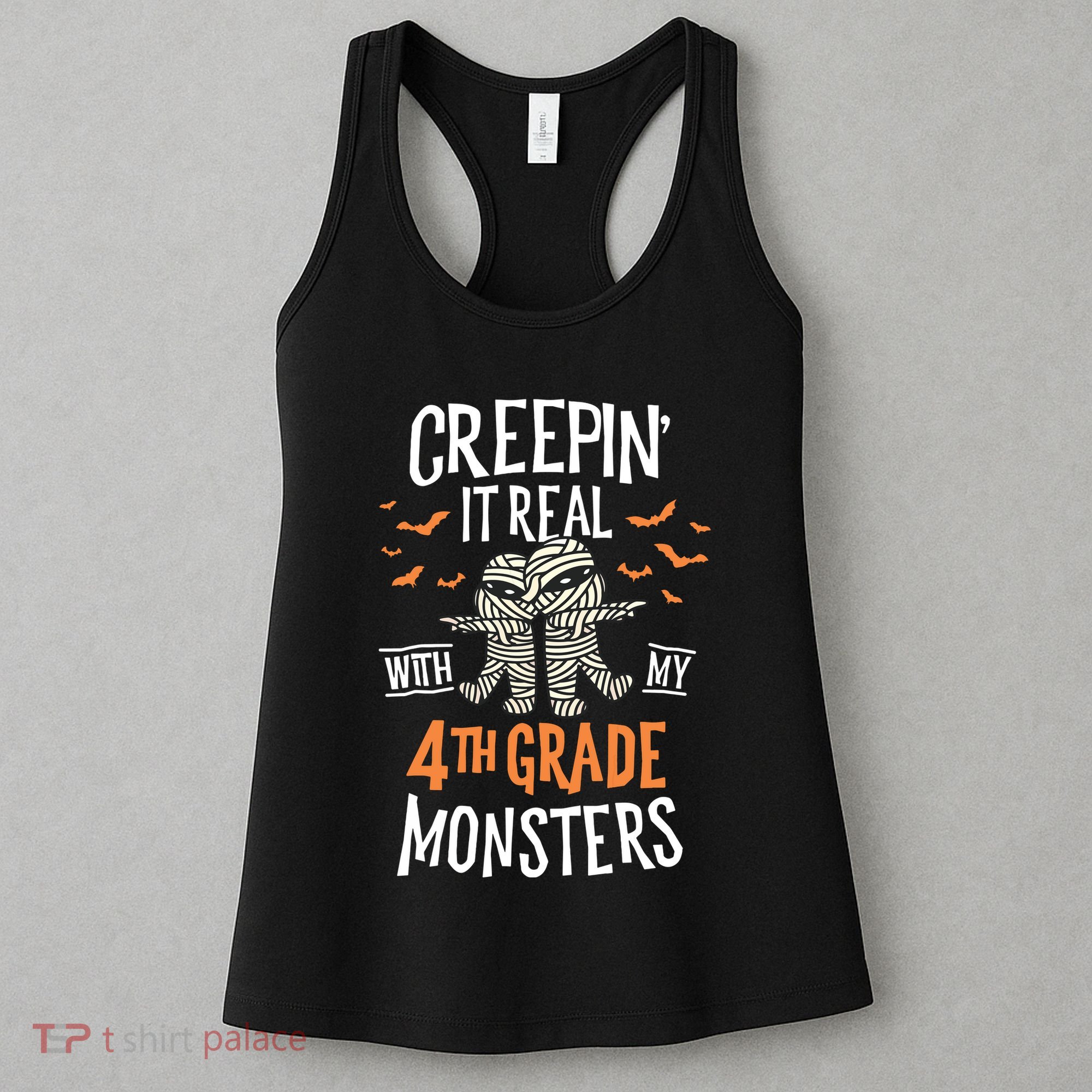 Creepin It Real With My 4th Grade Monsters Halloween Teacher Women's Tank Top