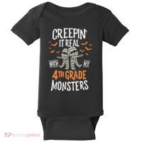 Creepin It Real With My 4th Grade Monsters Halloween Teacher Baby Bodysuit thumb 0