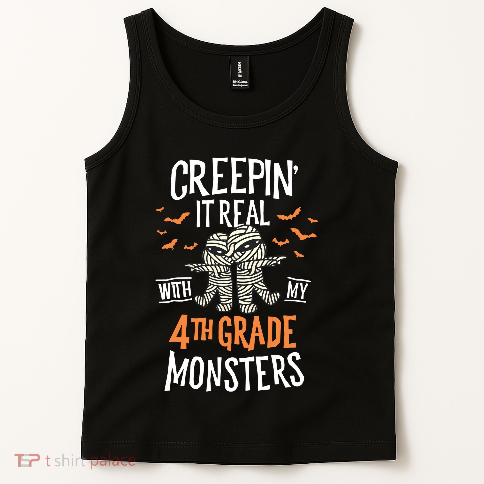Creepin It Real With My 4th Grade Monsters Halloween Teacher Tank Top