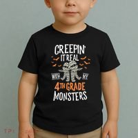Creepin It Real With My 4th Grade Monsters Halloween Teacher Toddler T-Shirt thumb 2