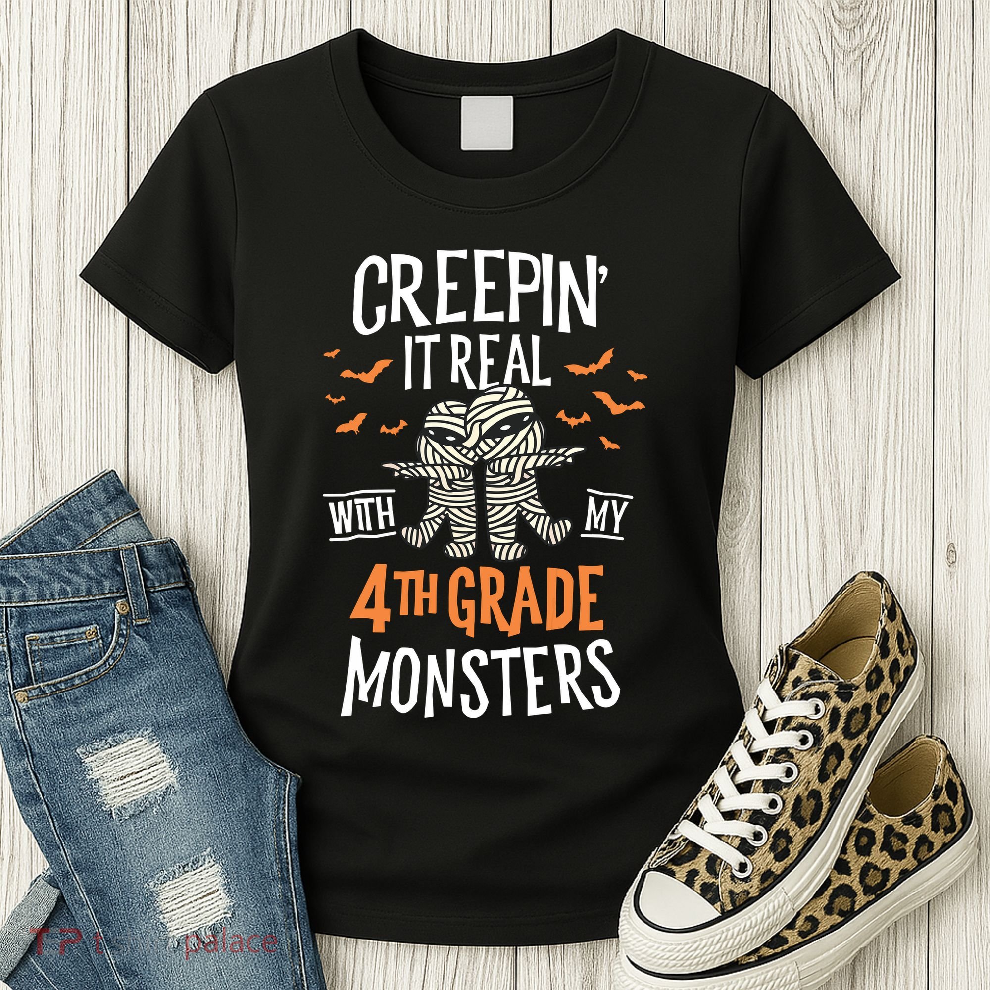 Creepin It Real With My 4th Grade Monsters Halloween Teacher Women's T-Shirt