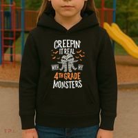 Creepin It Real With My 4th Grade Monsters Halloween Teacher Kids Hoodie thumb 3