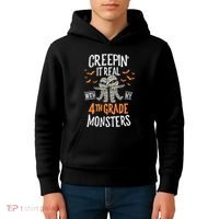 Creepin It Real With My 4th Grade Monsters Halloween Teacher Kids Hoodie thumb 4