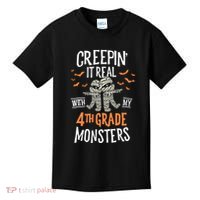 Creepin It Real With My 4th Grade Monsters Halloween Teacher Kids T-Shirt thumb 0