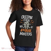 Creepin It Real With My 4th Grade Monsters Halloween Teacher Kids T-Shirt thumb 2