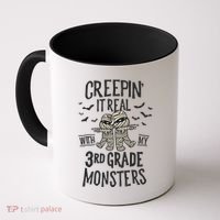 Creepin It Real With My 3rd Grade Monsters Halloween Teacher Coffee Mug thumb 0