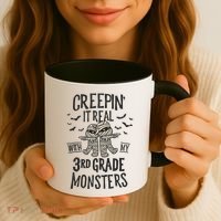 Creepin It Real With My 3rd Grade Monsters Halloween Teacher Coffee Mug thumb 3