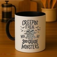 Creepin It Real With My 3rd Grade Monsters Halloween Teacher Coffee Mug thumb 4