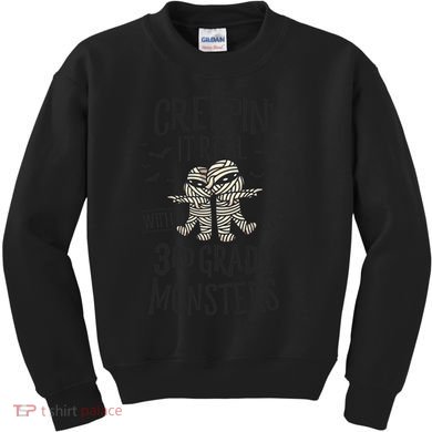 Creepin It Real With My 3rd Grade Monsters Halloween Teacher Kids Sweatshirt