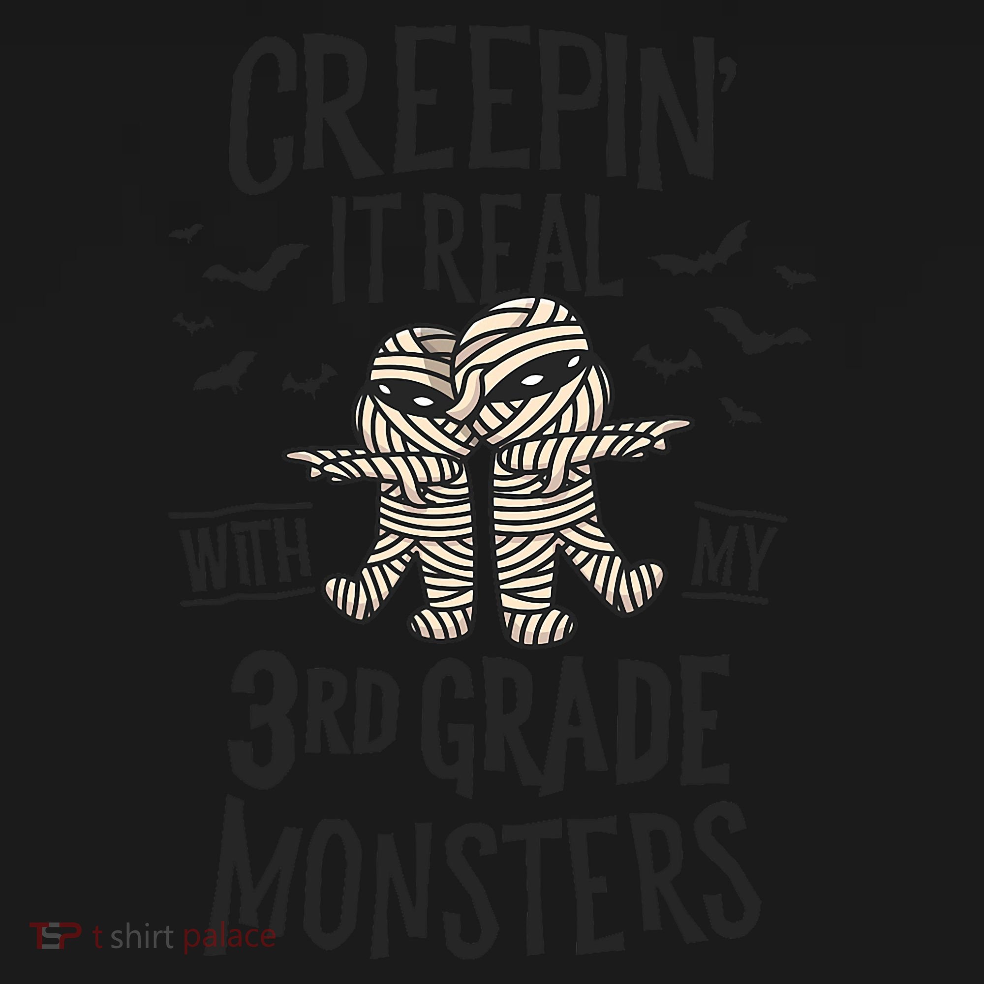 Creepin It Real With My 3rd Grade Monsters Halloween Teacher Kids Sweatshirt
