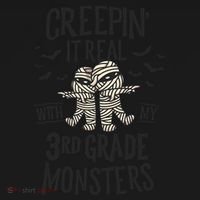 Creepin It Real With My 3rd Grade Monsters Halloween Teacher Kids Long Sleeve Shirt thumb 2