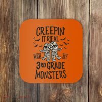 Creepin It Real With My 3rd Grade Monsters Halloween Teacher Coaster thumb 0
