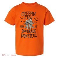 Creepin It Real With My 3rd Grade Monsters Halloween Teacher Toddler T-Shirt thumb 0
