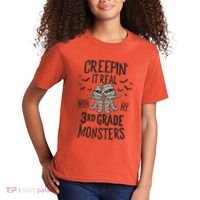 Creepin It Real With My 3rd Grade Monsters Halloween Teacher Kids T-Shirt thumb 2