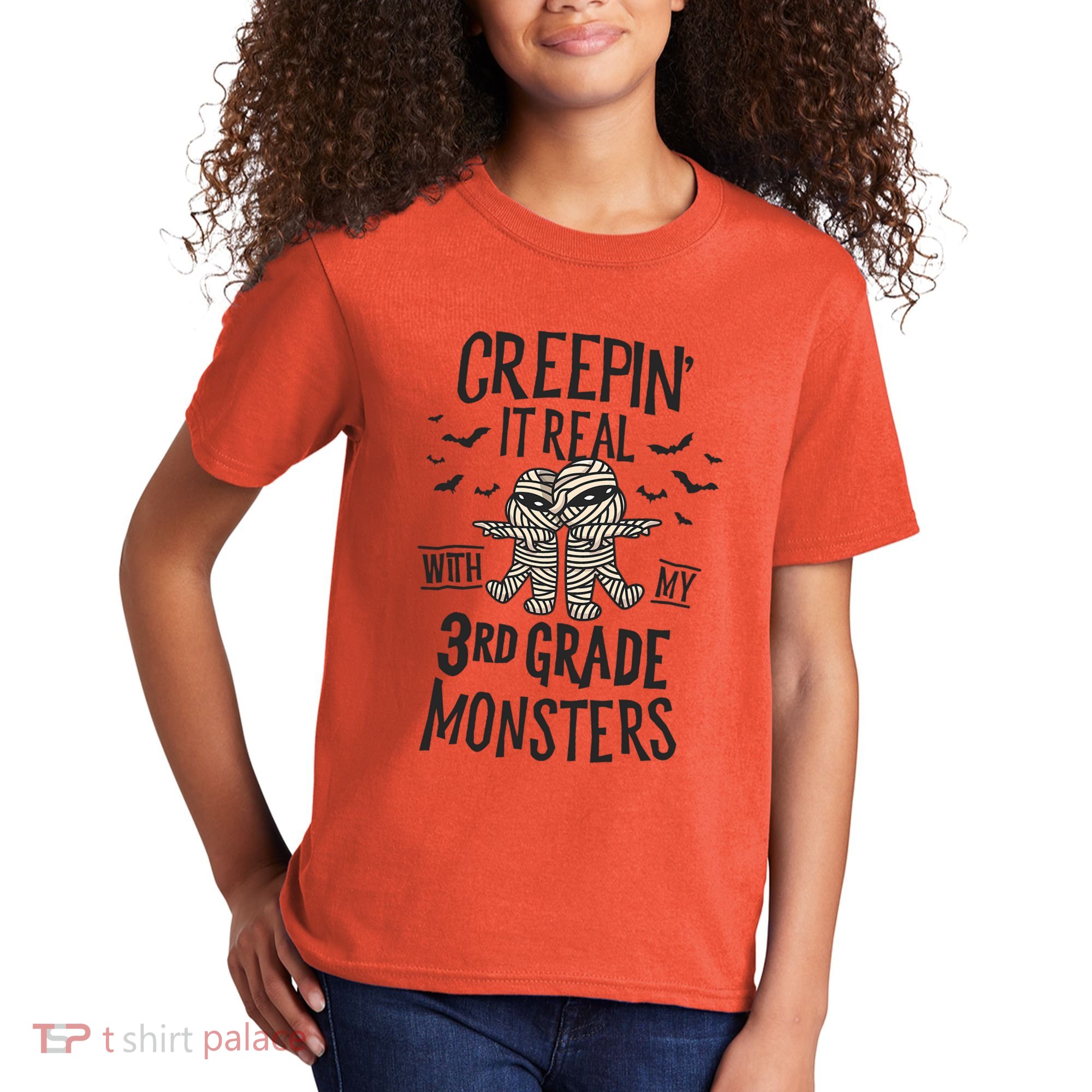 Creepin It Real With My 3rd Grade Monsters Halloween Teacher Kids T-Shirt