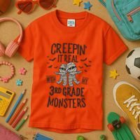 Creepin It Real With My 3rd Grade Monsters Halloween Teacher Kids T-Shirt thumb 3