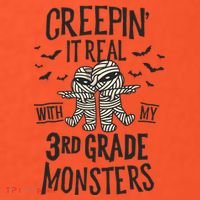 Creepin It Real With My 3rd Grade Monsters Halloween Teacher Kids T-Shirt thumb 4