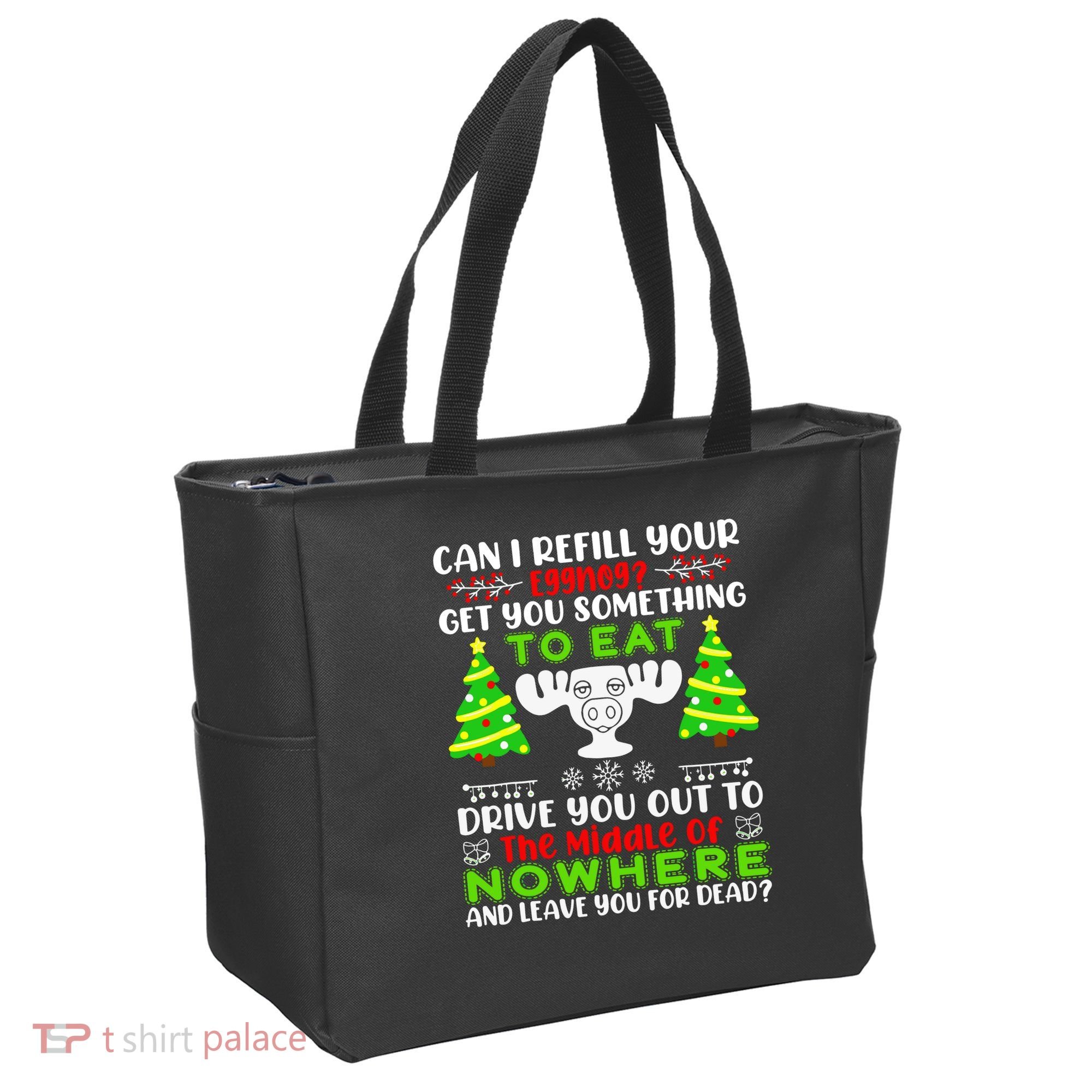 Can I Refill Your Eggnog Funny Christmas Vacation Quote Tote Bag