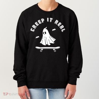 Creep It Real Skateboard Ghost Skateboarding Halloween Women's Sweatshirt